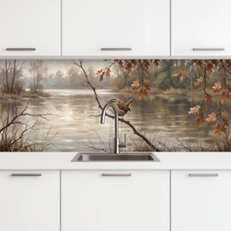 Winterkoninkje - Tak - Rivier - Natuur - Sfeervol keuken achterwand 2 middel -3d