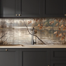 Winterkoninkje - Tak - Rivier - Natuur - Sfeervol keuken achterwand 2 middel -sfeer1