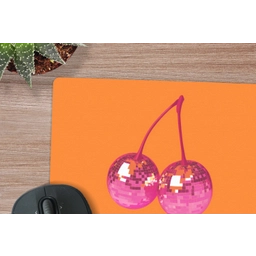 Discoballen - Kers - Spiegels - Roze muismat rubber klein -closeup