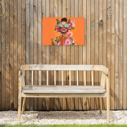 Vlinders - Vrouw - Zonnebril - Kleurrijk Tuinposter op houten frame 2 cm dik klein -sfeer4