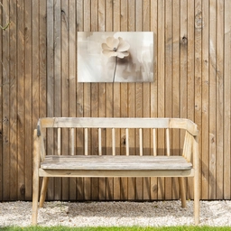 Bloem - Beige - Verf - Schaduw Tuinposter op houten frame 2 cm dik klein -sfeer4