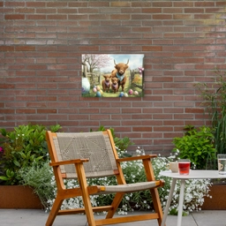 Schotsehooglanders - Paaseieren - Lente Tuinposter op houten frame 2 cm dik klein -sfeer3