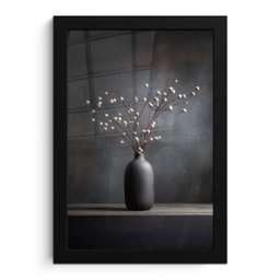 Takken - Vaas - Bolletjes - Wit fotolijst zwart zonder passe partout klein -3d