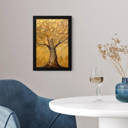 Goud - Boom - Abstract - Modern fotolijst zwart zonder passe partout klein -sfeer4