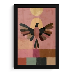 Illustratie - Vogel - Vlakken - Kleurrijk fotolijst zwart zonder passe partout klein -3d