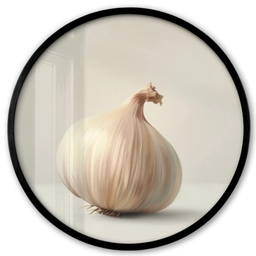Knoflook - Natuurlijk - Beige Fotolijst rond zonder passe partout klein -3d