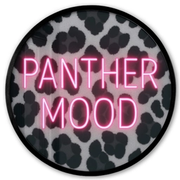 Panterprint - Zwart - Neonletters - Roze Fotolijst rond zonder passe partout klein -3d