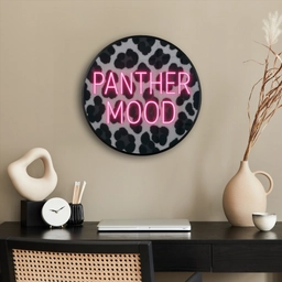 Panterprint - Zwart - Neonletters - Roze Fotolijst rond zonder passe partout klein -sfeer1