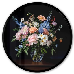 Pastel - Bloemen - Glazen - Vaas Fotolijst rond zonder passe partout klein -3d