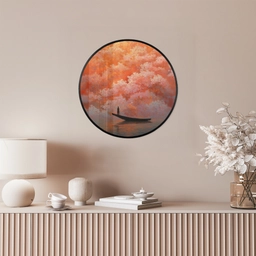 Zee - Boot - Wolken - Oranje Fotolijst rond zonder passe partout klein -sfeer3