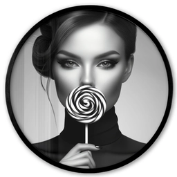 Vrouw - Lolly - Zwart Fotolijst rond zonder passe partout klein -3d