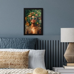 Vrouw - Panterprint - Jungle - Natuur - Luxe fotolijst zwart zonder passe partout klein -sfeer3