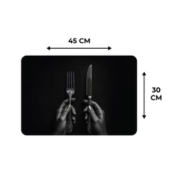 Bestek - Zwart - Wit Placemat vinyl groot -specs