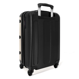 Beige achtergrond met zwarte stippen NBS - Handbagage koffer - Unisex middel -achterkant