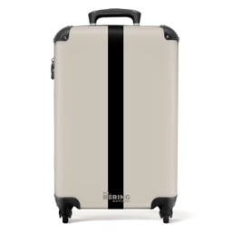 Minimal - Licht beige met zwarte streep NBS - Handbagage koffer - Unisex middel -productfoto_recht