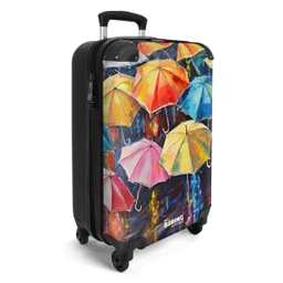 Paraplu's - Schilderij - Kunst - Regenboog NBS - Handbagage koffer - Unisex middel -productfoto_3d