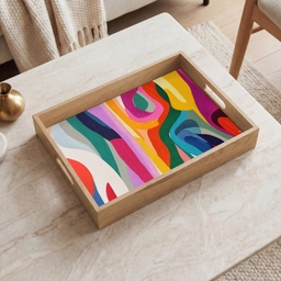 Abstract - Kleurrijk - Golven - Lijnen Dienblad Rechthoek middel -sfeer1