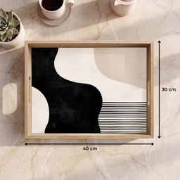 Abstract - Japandi - Beige - Modern Dienblad Rechthoek middel -USP_Formaat
