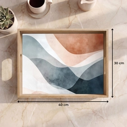 Abstract - Golven - Blauw Dienblad Rechthoek middel -USP_Formaat
