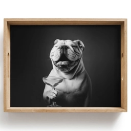 Buldog - Hond - Glas Dienblad Rechthoek middel -z3d_shopping