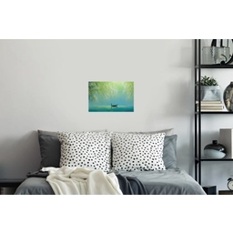 Bootje - Water - Bladeren - Bloesems Muursticker klein -slaapkamer
