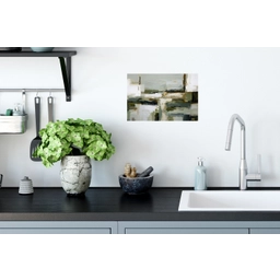Penseelstreken - Groen - Abstract - Japandi Muursticker klein -keuken