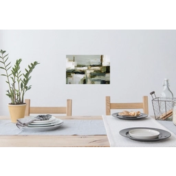 Penseelstreken - Groen - Abstract - Japandi Muursticker klein -eettafel