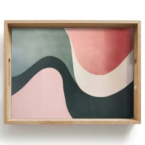 Abstract - Golven - Sierlijk - Roze Dienblad Rechthoek middel -z3d_shopping