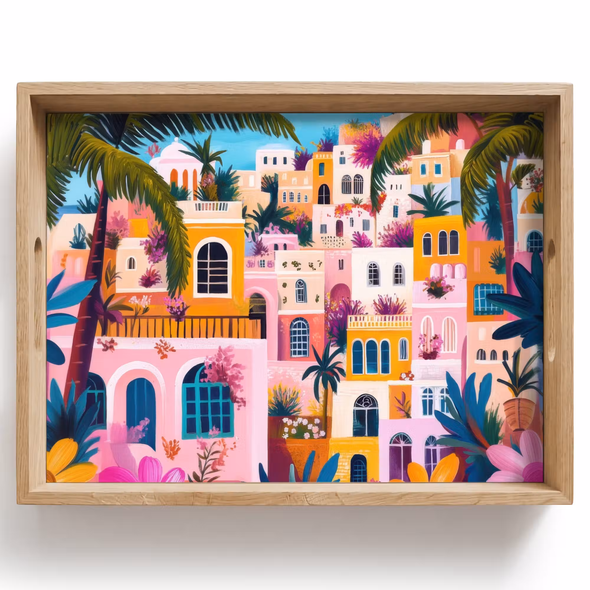 Tray - Colorful - Pink - Orange - Yellow - Flowers