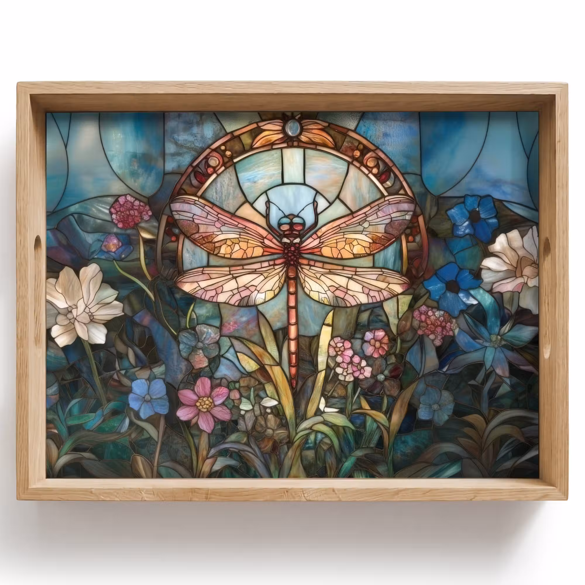 Tray - Libelle - Mosaic - Flowers - Colorful