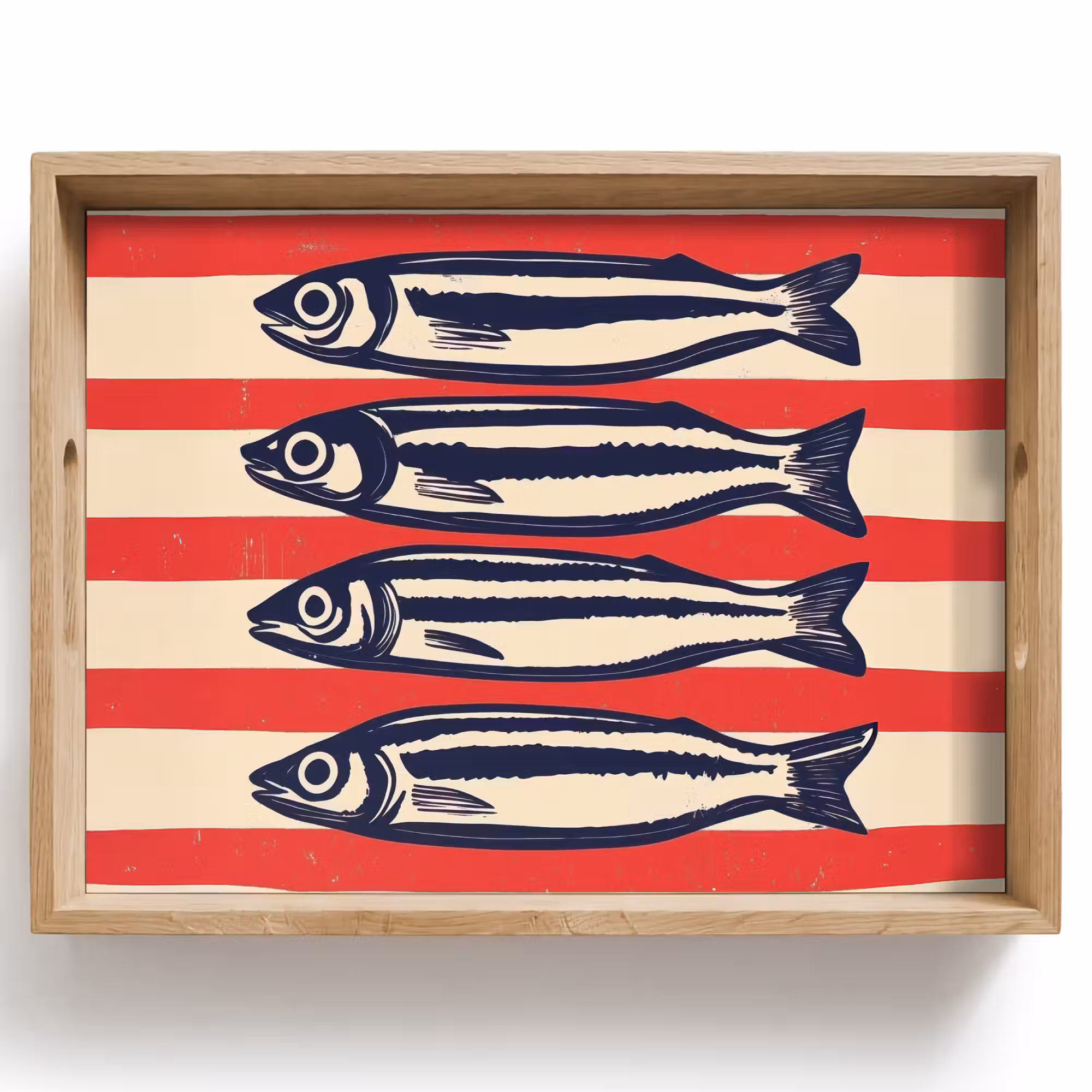 Tray - Sardines - Red and beige stripes