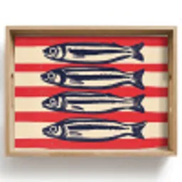 Sardines - Rood en beige strepen Dienblad Rechthoek middel -z3d_shopping