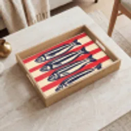 Sardines - Rood en beige strepen Dienblad Rechthoek middel -sfeer1