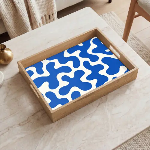 Vormen - Abstract - Blauw - Golven Dienblad Rechthoek middel -sfeer1