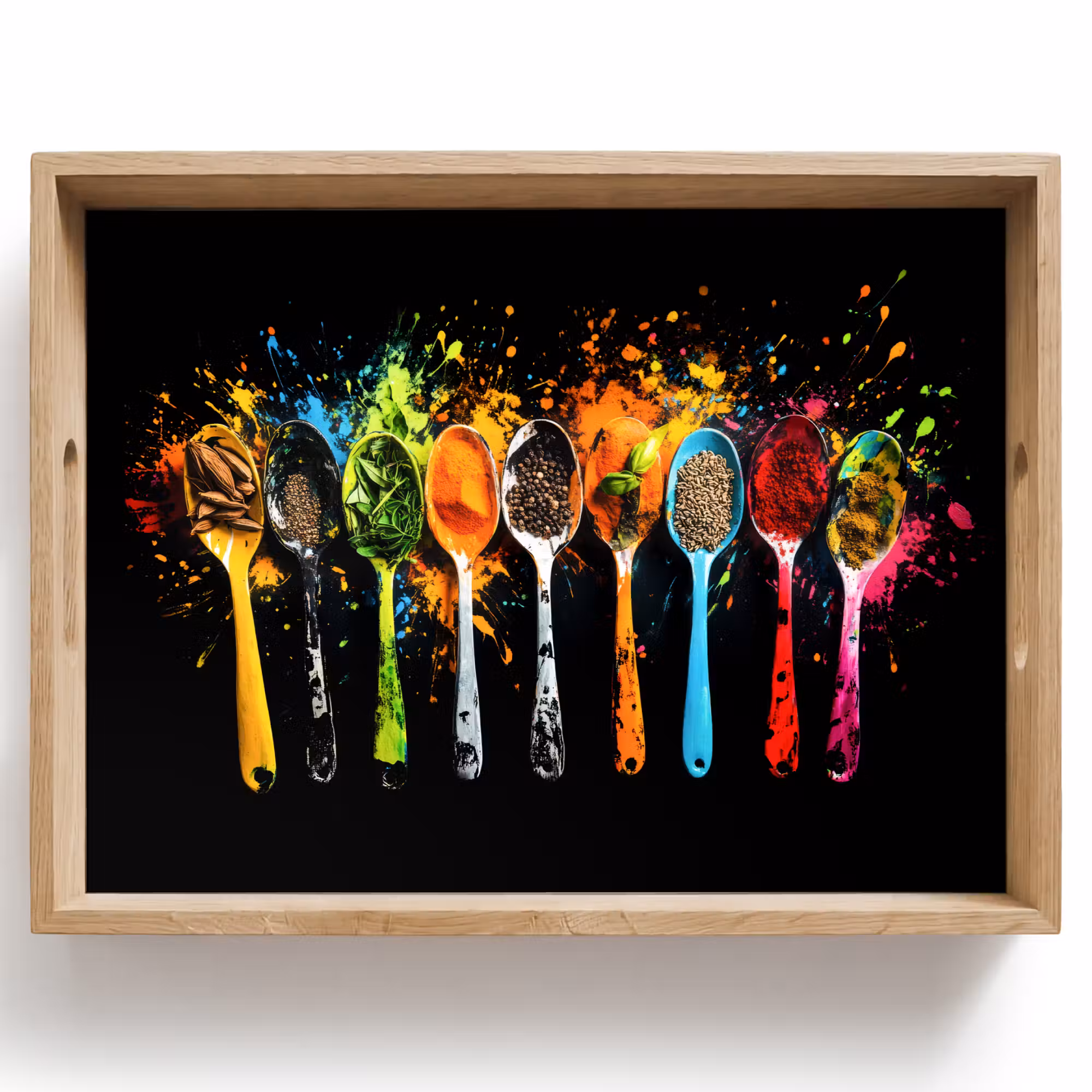 Tray - Spoons - Spices - Modern - Graffiti - Paint - Colorful