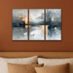 Abstract - Grijs - Goud - Modern Canvas - Meerluiken 3 luik klein -sfeer2