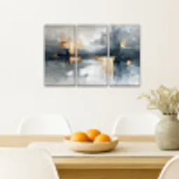 Abstract - Grijs - Goud - Modern Canvas - Meerluiken 3 luik klein -sfeer4