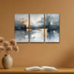 Abstract - Grijs - Goud - Modern Canvas - Meerluiken 3 luik klein -sfeer5