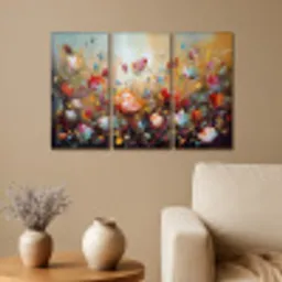 Bloemen - Abstract - Verflook - Kleurrijk Canvas - Meerluiken 3 luik klein -sfeer1