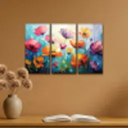 Bloemen - Kleurrijk - Abstract - Natuur Canvas - Meerluiken 3 luik klein -sfeer5
