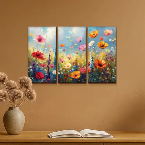Bloemen - Lente - Kleurrijk - Zomers Canvas - Meerluiken 3 luik klein -sfeer5