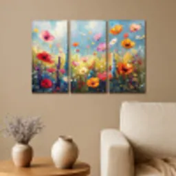 Bloemen - Lente - Kleurrijk - Zomers Canvas - Meerluiken 3 luik klein -sfeer1