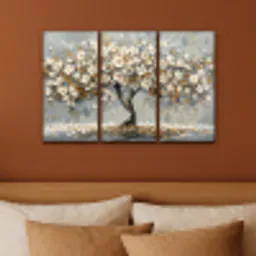 Boom - Abstract - Wit - Bloesem Canvas - Meerluiken 3 luik klein -sfeer2