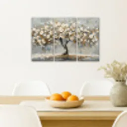 Boom - Abstract - Wit - Bloesem Canvas - Meerluiken 3 luik klein -sfeer4