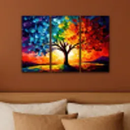 Boom - Kleurrijk - Verflook - Abstract Canvas - Meerluiken 3 luik klein -sfeer2