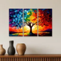 Boom - Kleurrijk - Verflook - Abstract Canvas - Meerluiken 3 luik klein -sfeer3