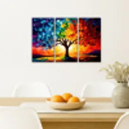 Boom - Kleurrijk - Verflook - Abstract Canvas - Meerluiken 3 luik klein -sfeer4