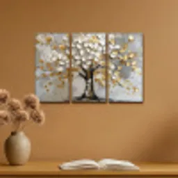 Boom - Wit - Goud - Verflook Canvas - Meerluiken 3 luik klein -sfeer5