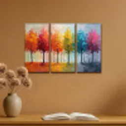 Bomen - Kleurrijk - Modern - Verflook Canvas - Meerluiken 3 luik klein -sfeer5