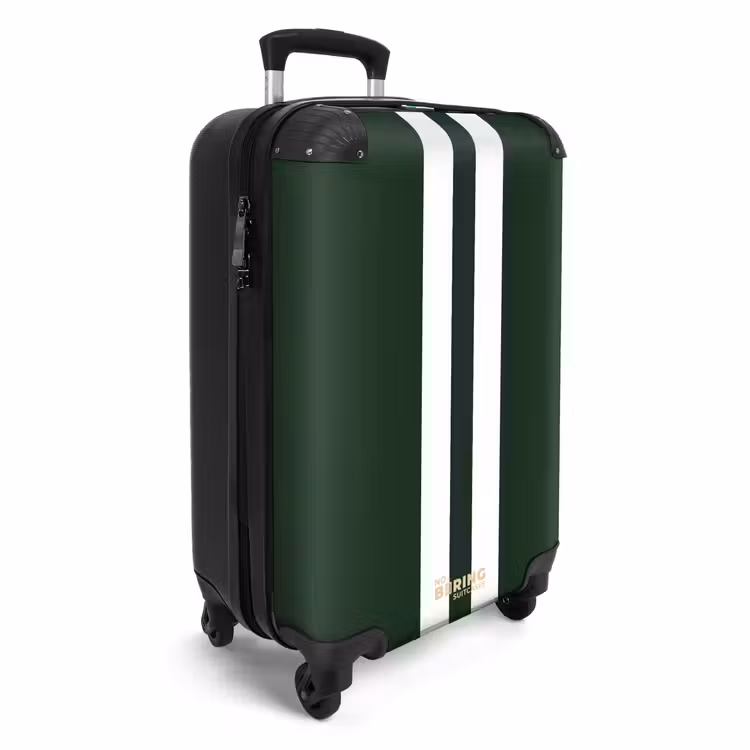Suitcase - Green background with double white vertical stripes — 2